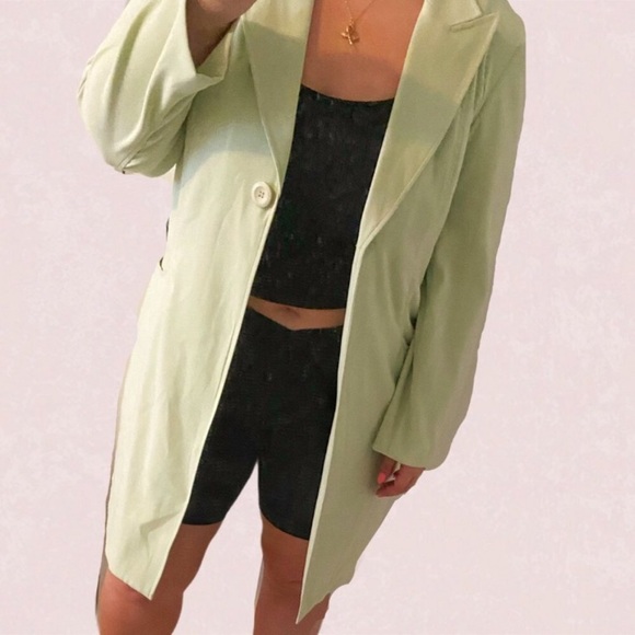 Vintage 90's pastel green long line blazer jacket - Picture 3 of 15